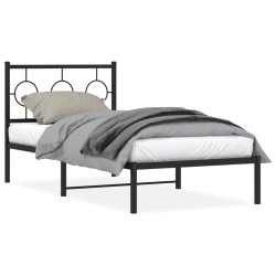 vidaXL Estructura de cama con cabecero metal negro 90x200 cm