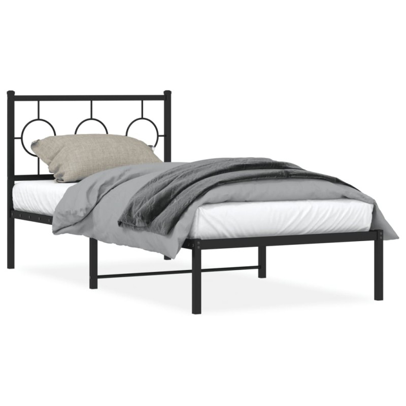 vidaXL Estructura de cama con cabecero metal negro 90x200 cm vidaXL Estructura de cama con cabecero metal negro 90x200 cm