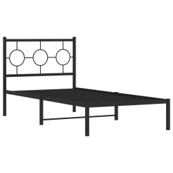 vidaXL Estructura de cama con cabecero metal negro 90x200 cm