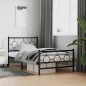 vidaXL Estructura de cama con cabecero y estribo metal negro 100x190cm vidaXL Estructura de cama con cabecero y estribo metal negro 100x190cm