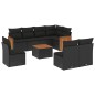 vidaXL Set de sofás de jardín 8 piezas y cojines ratán sintético negro vidaXL Set de sofás de jardín 8 piezas y cojines ratán sintético negro