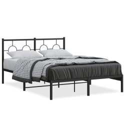 vidaXL Estructura de cama con cabecero metal negro 140x200 cm