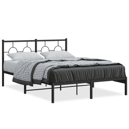 vidaXL Estructura de cama con cabecero metal negro 140x200 cm