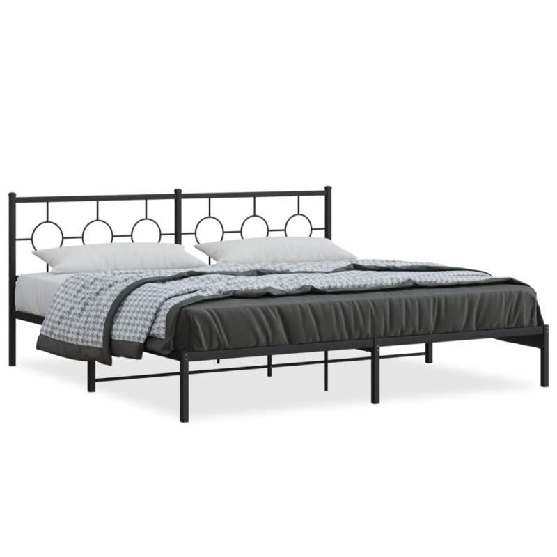 vidaXL Estructura de cama con cabecero metal negro 200x200 cm vidaXL Estructura de cama con cabecero metal negro 200x200 cm