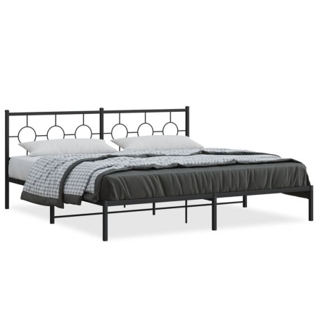 vidaXL Estructura de cama con cabecero metal negro 200x200 cm