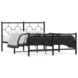vidaXL Estructura de cama cabecero y estribo metal negro 140x190 cm