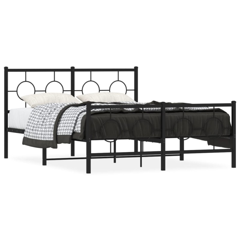 vidaXL Estructura de cama cabecero y estribo metal negro 140x190 cm vidaXL Estructura de cama cabecero y estribo metal negro 140x190 cm