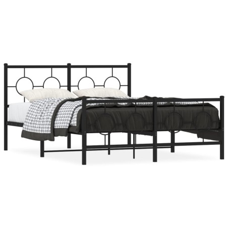 vidaXL Estructura de cama cabecero y estribo metal negro 140x190 cm