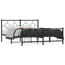 vidaXL Estructura de cama cabecero y estribo metal negro 150x200 cm