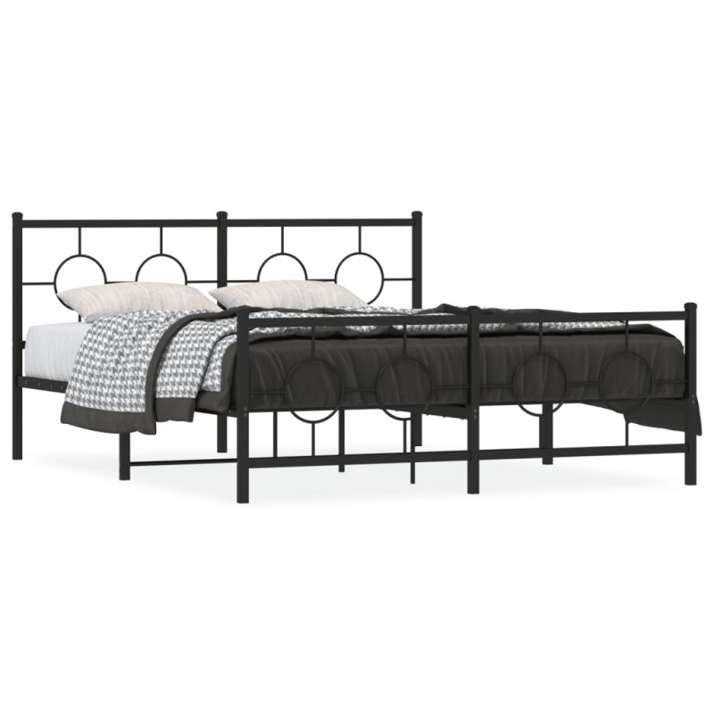 vidaXL Estructura de cama cabecero y estribo metal negro 150x200 cm