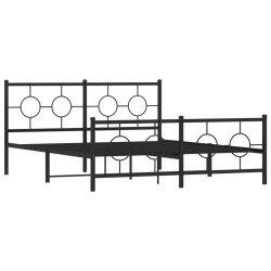 vidaXL Estructura de cama cabecero y estribo metal negro 150x200 cm