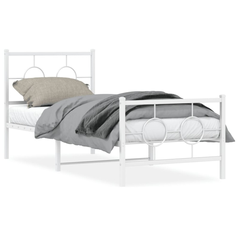 vidaXL Estructura cama metal con cabecero y pie cama blanca 80x200 cm vidaXL Estructura cama metal con cabecero y pie cama blanca 80x200 cm