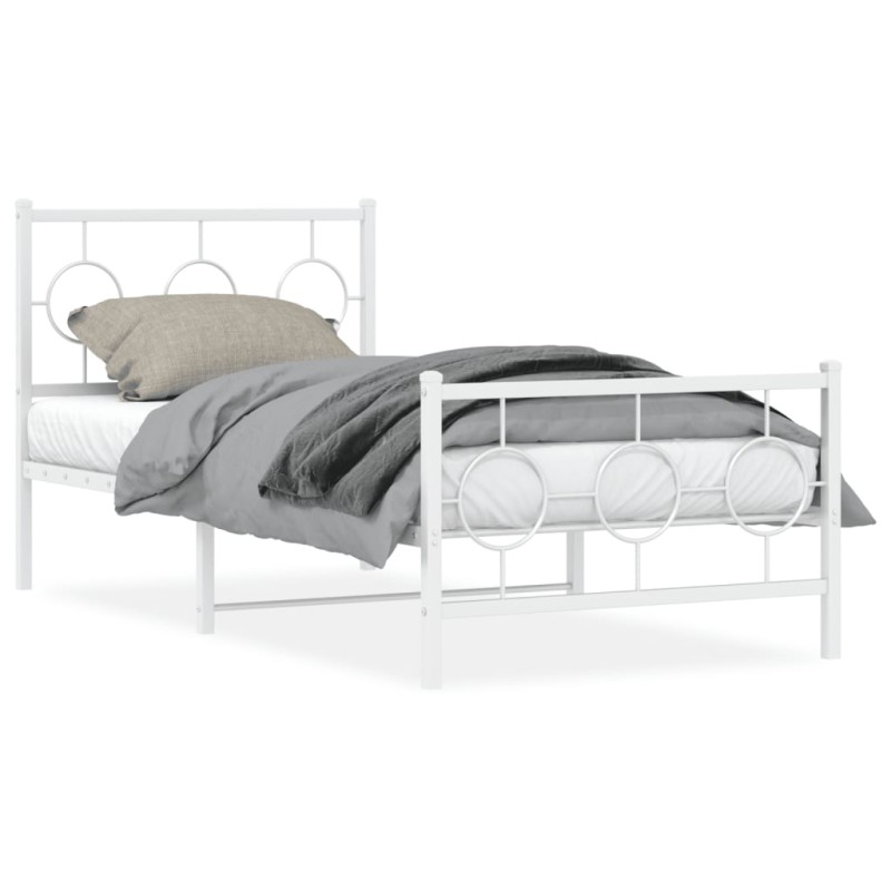 vidaXL Estructura cama metal con cabecero y pie cama blanca 90x200 cm vidaXL Estructura cama metal con cabecero y pie cama blanca 90x200 cm
