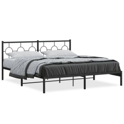 vidaXL Estructura de cama con cabecero metal negro 183x213 cm