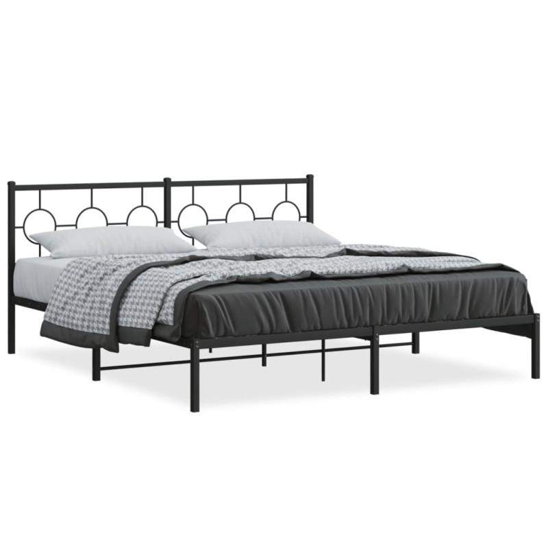 vidaXL Estructura de cama con cabecero metal negro 183x213 cm