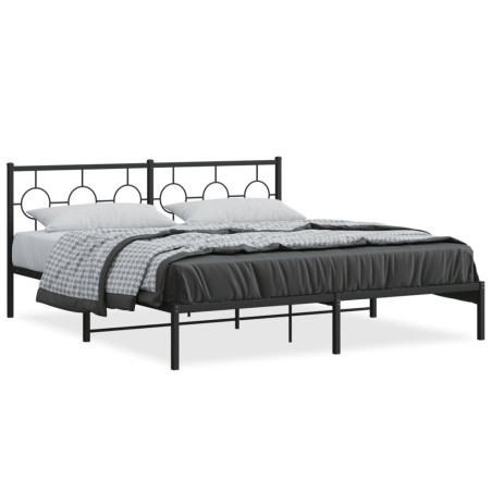 vidaXL Estructura de cama con cabecero metal negro 183x213 cm
