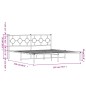 vidaXL Estructura de cama con cabecero metal negro 183x213 cm