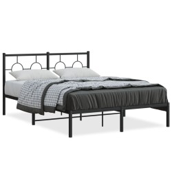 vidaXL Estructura de cama con cabecero metal negro 135x190 cm