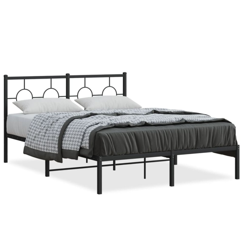 vidaXL Estructura de cama con cabecero metal negro 135x190 cm vidaXL Estructura de cama con cabecero metal negro 135x190 cm
