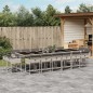 vidaXL Set comedor jardín y cojines 17 pzas ratán sintético gris claro vidaXL Set comedor jardín y cojines 17 pzas ratán sintético gris claro