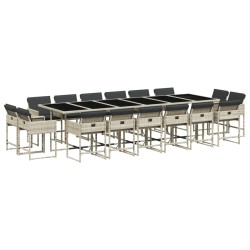 vidaXL Set comedor jardín y cojines 17 pzas ratán sintético gris claro