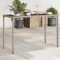 vidaXL Mesa de jardín superficie de vidrio ratán PE gris 115x54x74 cm vidaXL Mesa de jardín superficie de vidrio ratán PE gris 115x54x74 cm