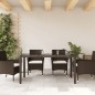 vidaXL Mesa de jardín superficie de vidrio ratán PE marrón 150x90x75cm vidaXL Mesa de jardín superficie de vidrio ratán PE marrón 150x90x75cm