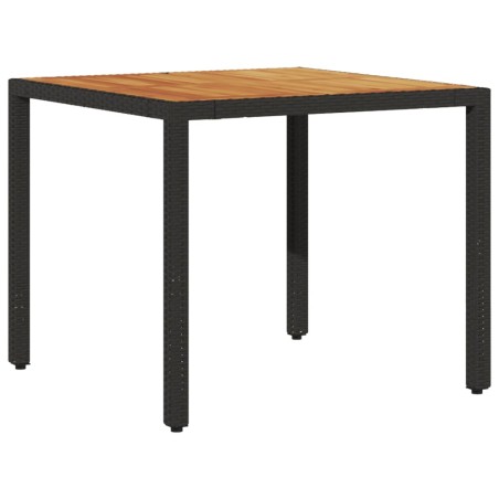 vidaXL Mesa de jardín superficie madera acacia ratán negro 90x90x75 cm