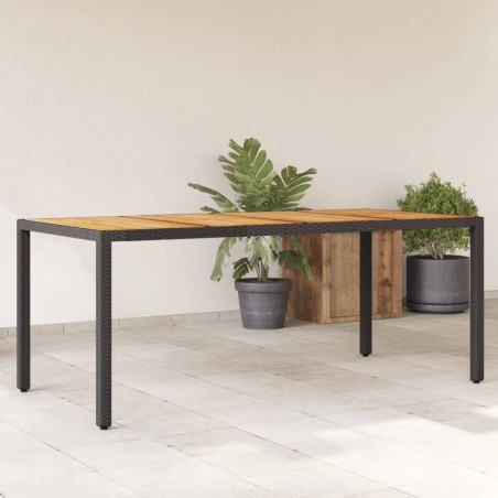 vidaXL Mesa de jardín superficie madera acacia ratán negro 190x90x75cm