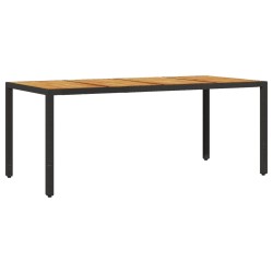 vidaXL Mesa de jardín superficie madera acacia ratán negro 190x90x75cm