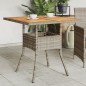 vidaXL Mesa de jardín superficie de madera ratán PE gris 80x80x75 cm