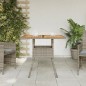 vidaXL Mesa de jardín superficie de madera ratán PE gris 80x80x75 cm