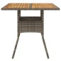 vidaXL Mesa de jardín superficie de madera ratán PE gris 80x80x75 cm