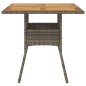 vidaXL Mesa de jardín superficie de madera ratán PE gris 80x80x75 cm
