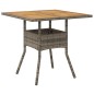 vidaXL Mesa de jardín superficie de madera ratán PE gris 80x80x75 cm