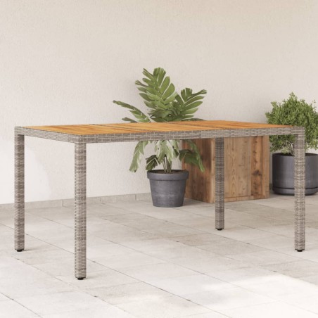 vidaXL Mesa de jardín superficie madera acacia ratán gris 150x90x75cm