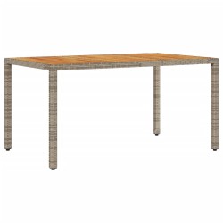 vidaXL Mesa de jardín superficie madera acacia ratán gris 150x90x75cm