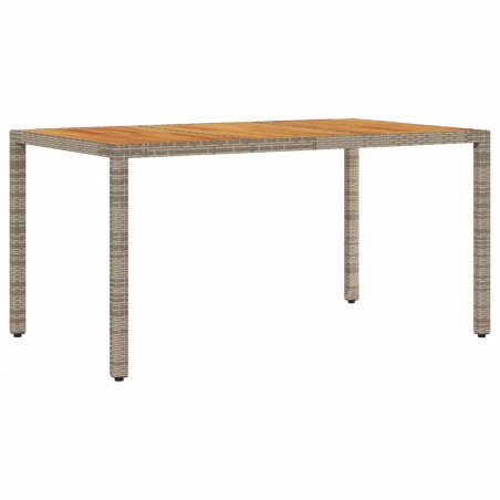 vidaXL Mesa de jardín superficie madera acacia ratán gris 150x90x75cm