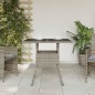 vidaXL Mesa de jardín superficie de vidrio ratán PE gris 80x80x75 cm vidaXL Mesa de jardín superficie de vidrio ratán PE gris 80x80x75 cm