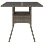 vidaXL Mesa de jardín superficie de vidrio ratán PE gris 80x80x75 cm vidaXL Mesa de jardín superficie de vidrio ratán PE gris 80x80x75 cm