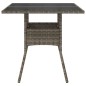 vidaXL Mesa de jardín superficie de vidrio ratán PE gris 80x80x75 cm vidaXL Mesa de jardín superficie de vidrio ratán PE gris 80x80x75 cm