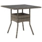 vidaXL Mesa de jardín superficie de vidrio ratán PE gris 80x80x75 cm vidaXL Mesa de jardín superficie de vidrio ratán PE gris 80x80x75 cm