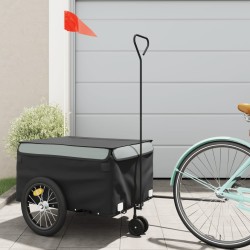 vidaXL Remolque para bicicleta hierro negro y gris 45 kg