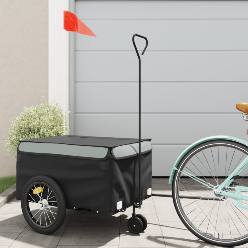 vidaXL Remolque para bicicleta hierro negro y gris 45 kg vidaXL Remolque para bicicleta hierro negro y gris 45 kg