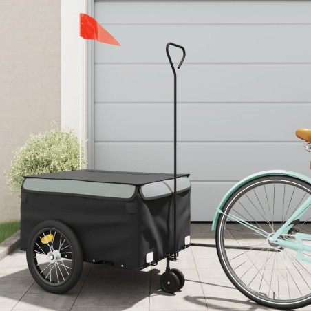 vidaXL Remolque para bicicleta hierro negro y gris 45 kg