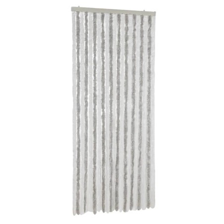 vidaXL Cortina antimoscas chenilla gris claro y blanco 56x185 cm