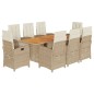 vidaXL Set comedor de jardín 9 pzas con cojines ratán sintético beige vidaXL Set comedor de jardín 9 pzas con cojines ratán sintético beige