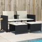 vidaXL Sofá de jardín 2 plazas con mesa y taburetes ratán PE negro vidaXL Sofá de jardín 2 plazas con mesa y taburetes ratán PE negro
