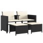 vidaXL Sofá de jardín 2 plazas con mesa y taburetes ratán PE negro vidaXL Sofá de jardín 2 plazas con mesa y taburetes ratán PE negro