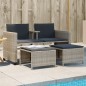 vidaXL Sofá jardín 2 plazas con mesa y taburetes ratán PE gris claro vidaXL Sofá jardín 2 plazas con mesa y taburetes ratán PE gris claro